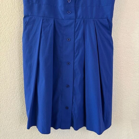 Milly Jordan Mini Dress Women Size 2 Cobalt Blue Bow Cutout Button Front Pockets - Picture 4 of 16